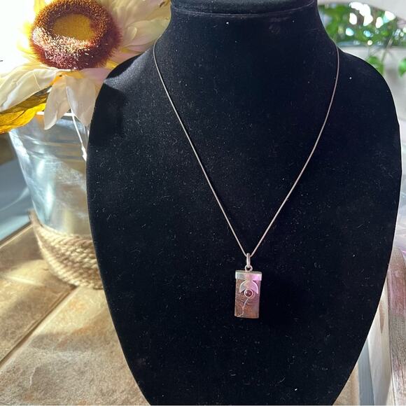 925 Sterling Silver & Stone Pendant Necklace - Picture 7 of 8